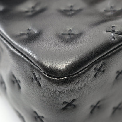 クロスステッチ トップハンドル チェーンショルダーバッグ ラムスキン ブラック ゴールド金具 2WAY シャネル バッグ CHANEL