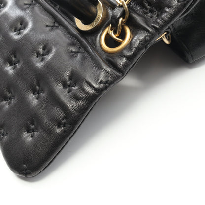 クロスステッチ トップハンドル チェーンショルダーバッグ ラムスキン ブラック ゴールド金具 2WAY シャネル バッグ CHANEL