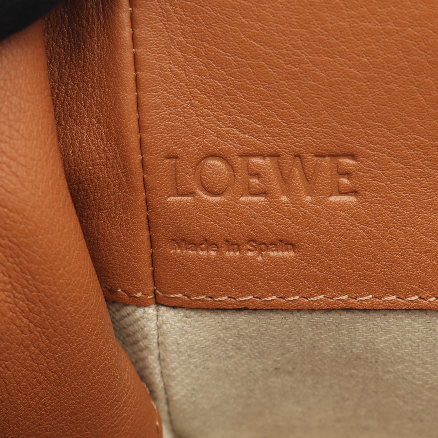 ハンモック ドローストリングバッグ ミディアム ハンドバッグ レザー キャンバス ブラウン ベージュ 2WAY ロエベ バッグ LOEWE