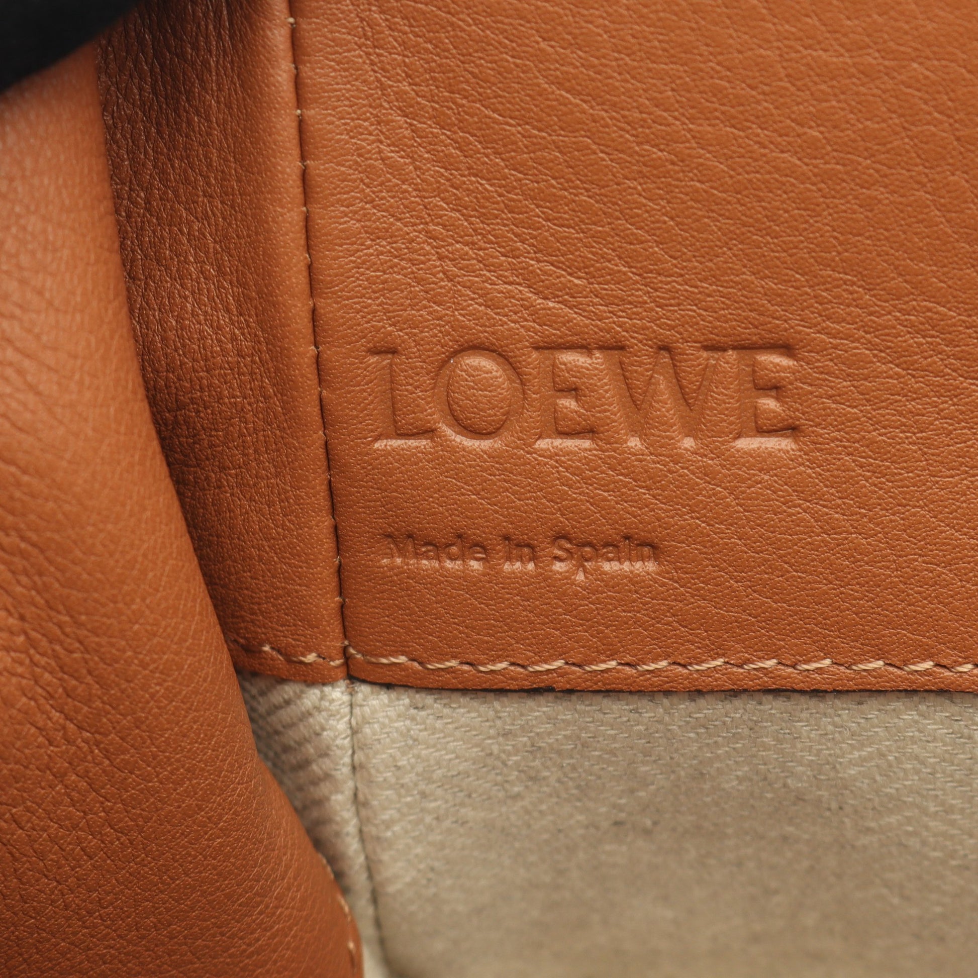 ハンモック ドローストリングバッグ ミディアム ハンドバッグ レザー キャンバス ブラウン ベージュ 2WAY ロエベ バッグ LOEWE