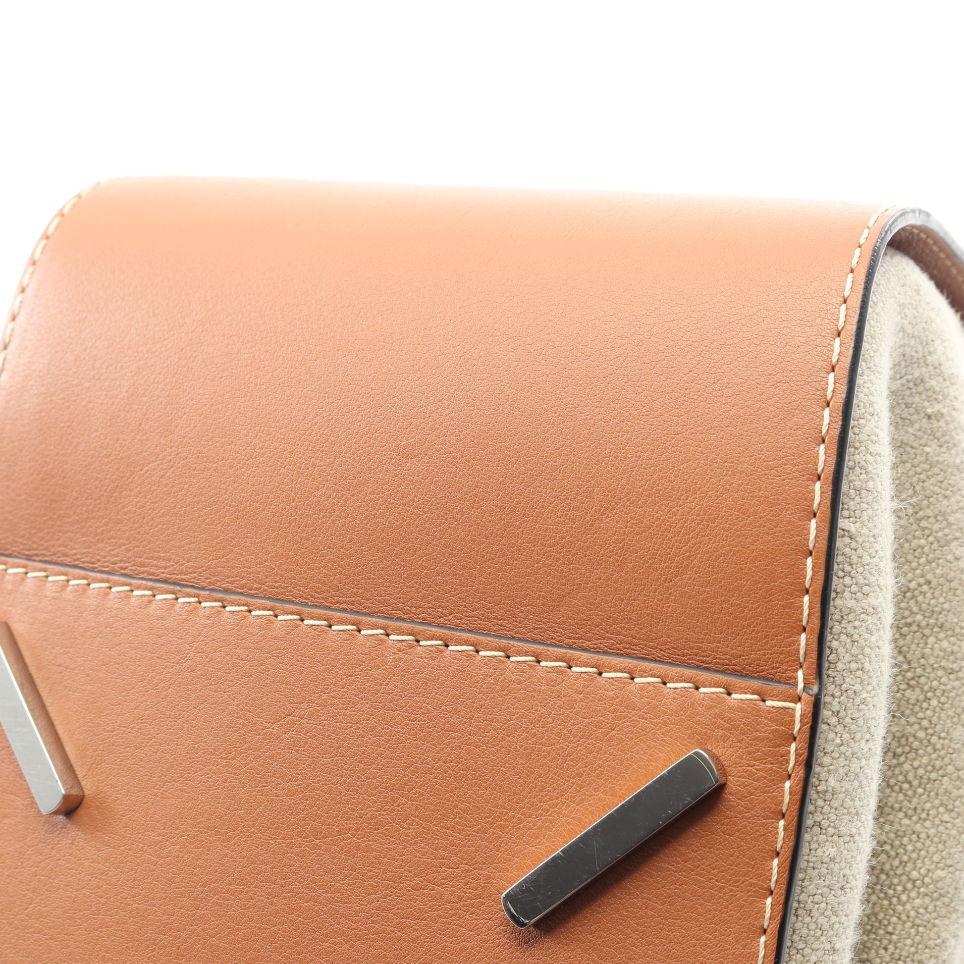 ハンモック ドローストリングバッグ ミディアム ハンドバッグ レザー キャンバス ブラウン ベージュ 2WAY ロエベ バッグ LOEWE