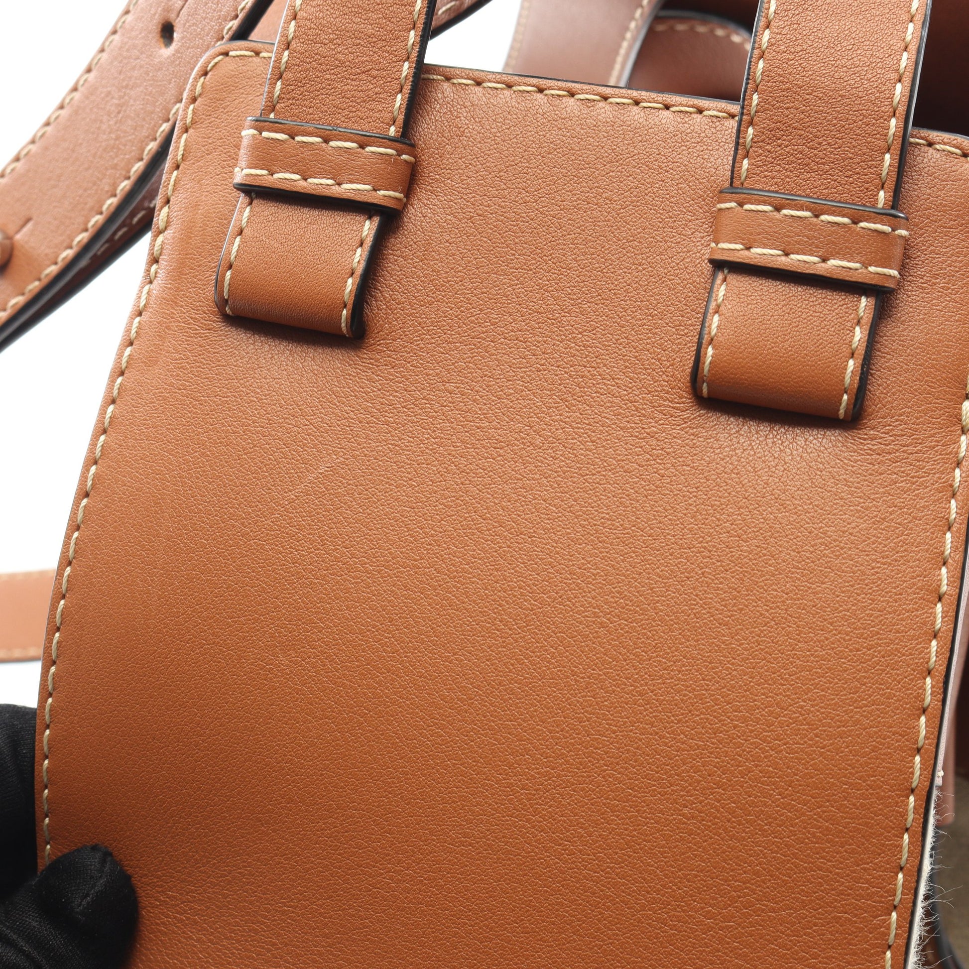 ハンモック ドローストリングバッグ ミディアム ハンドバッグ レザー キャンバス ブラウン ベージュ 2WAY ロエベ バッグ LOEWE