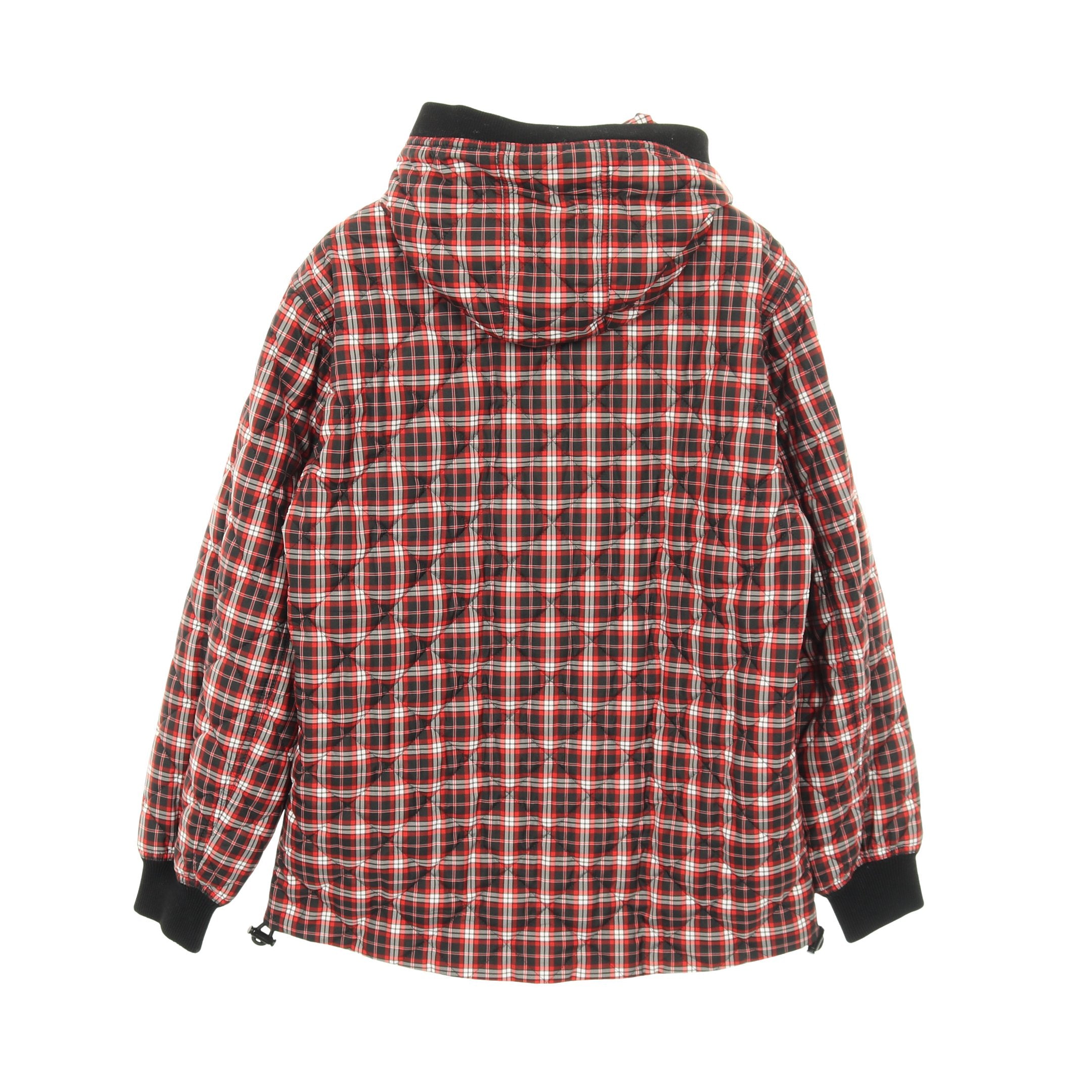 キルティングジャケット チェック ブラック レッド ホワイト フード