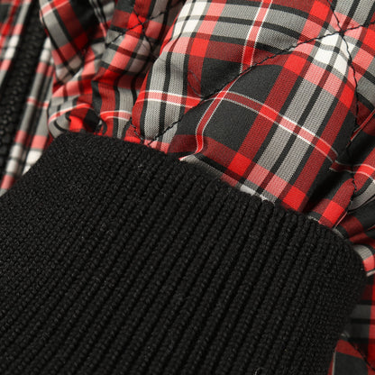 キルティングジャケット チェック ブラック レッド ホワイト フード付き バーバリー アウター BURBERRY