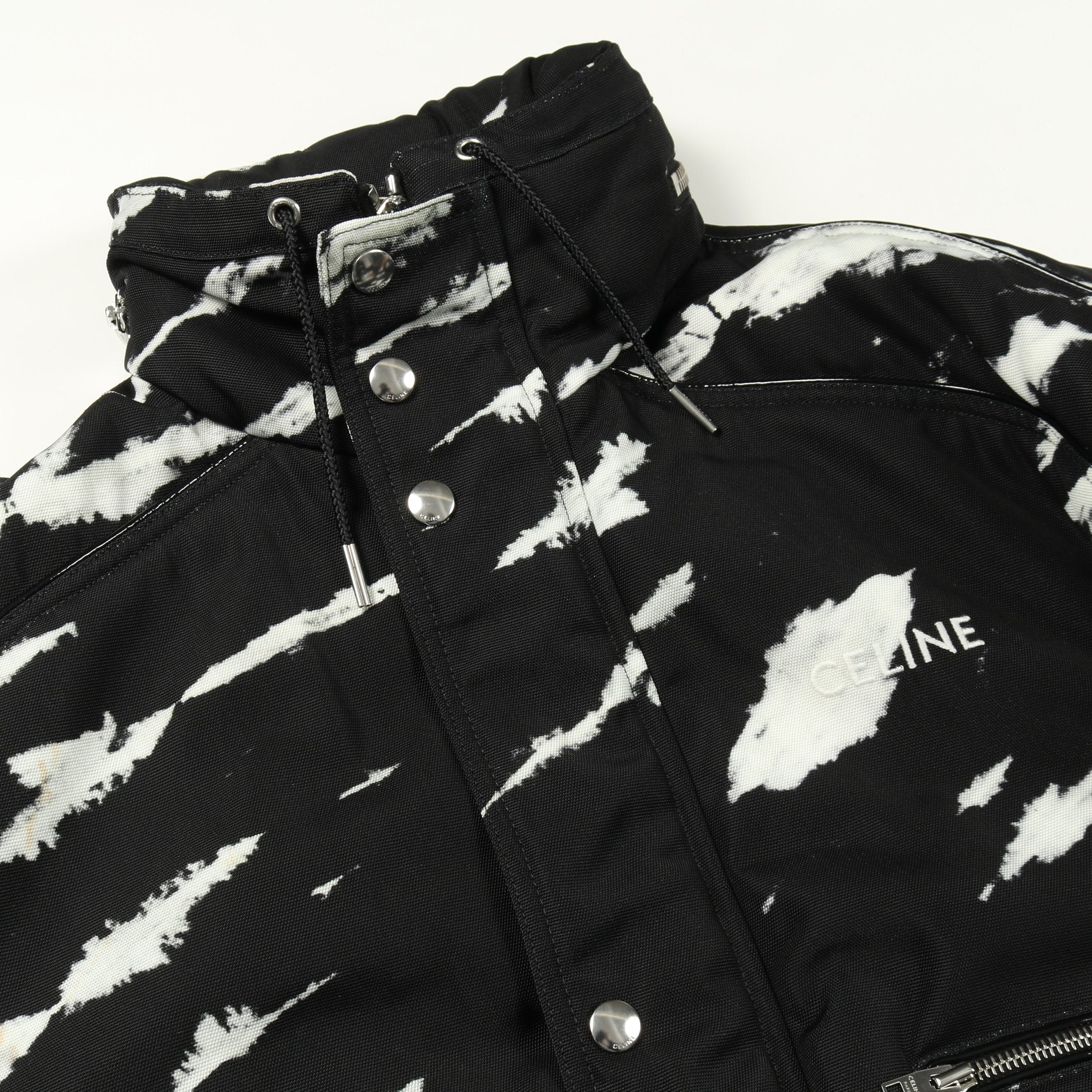 タイダイブルゾン ジャケット ロゴ ナイロン ブラック ホワイト 中綿