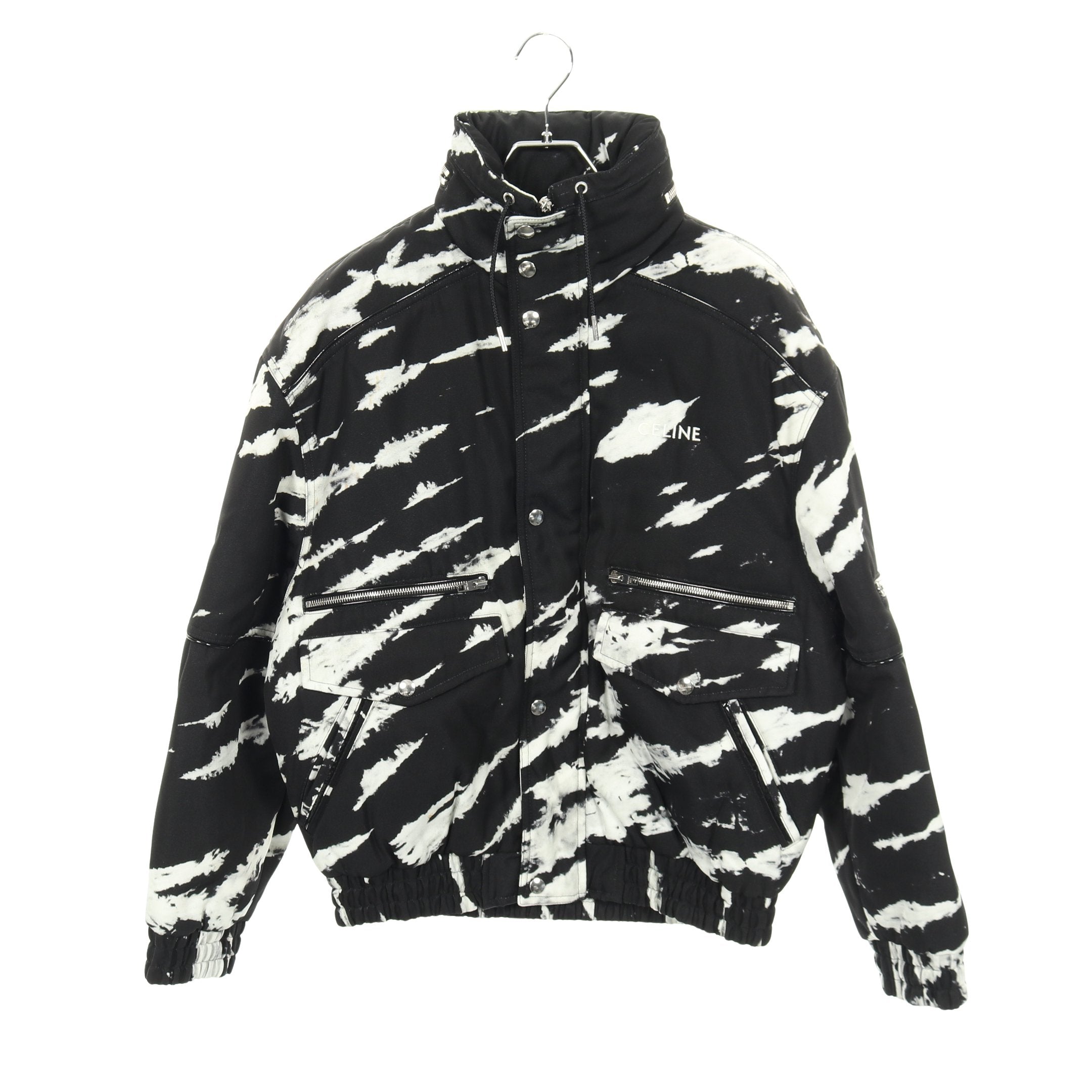 タイダイブルゾン ジャケット ロゴ ナイロン ブラック ホワイト 中綿