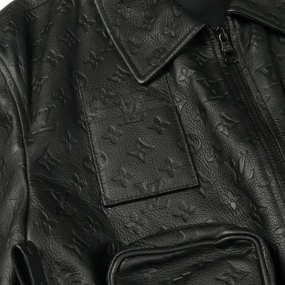 モノグラムエンボス ユーティリティ レザージャケット レザー ブラック ルイヴィトン アウター LOUIS VUITTON