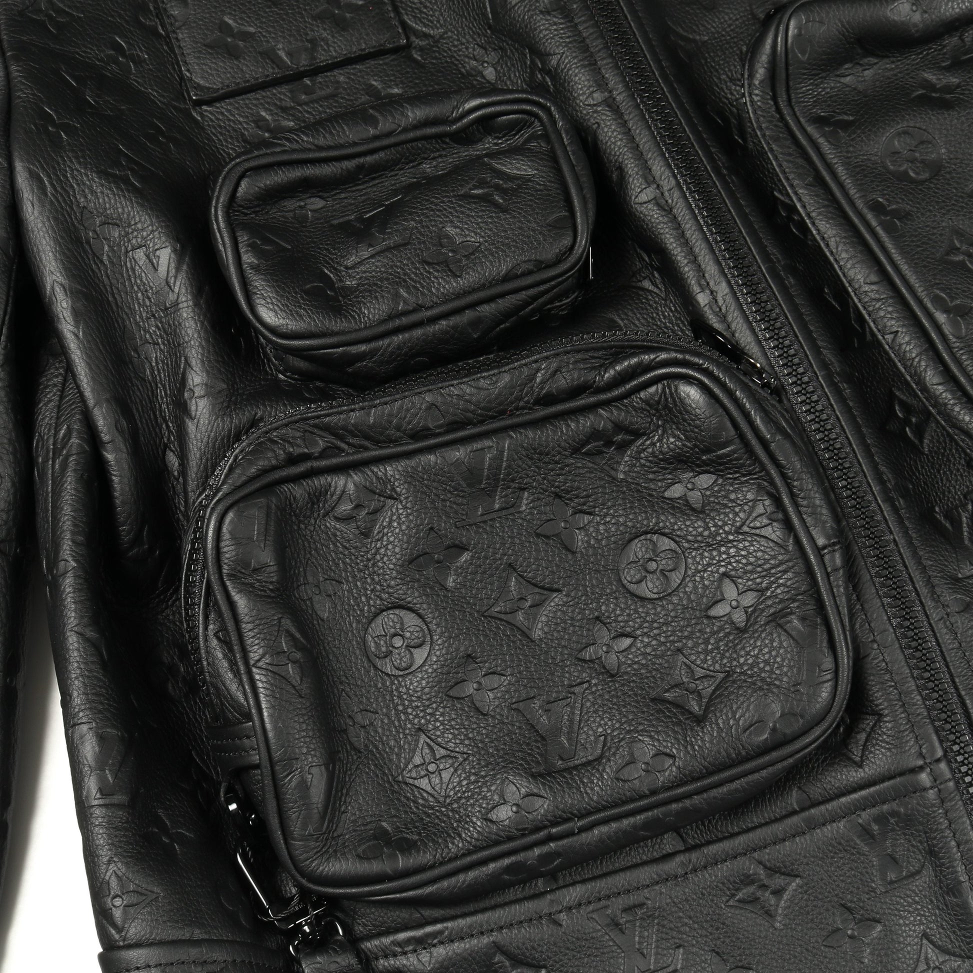 モノグラムエンボス ユーティリティ レザージャケット レザー ブラック ルイヴィトン アウター LOUIS VUITTON