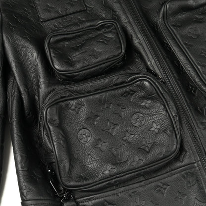 モノグラムエンボス ユーティリティ レザージャケット レザー ブラック ルイヴィトン アウター LOUIS VUITTON