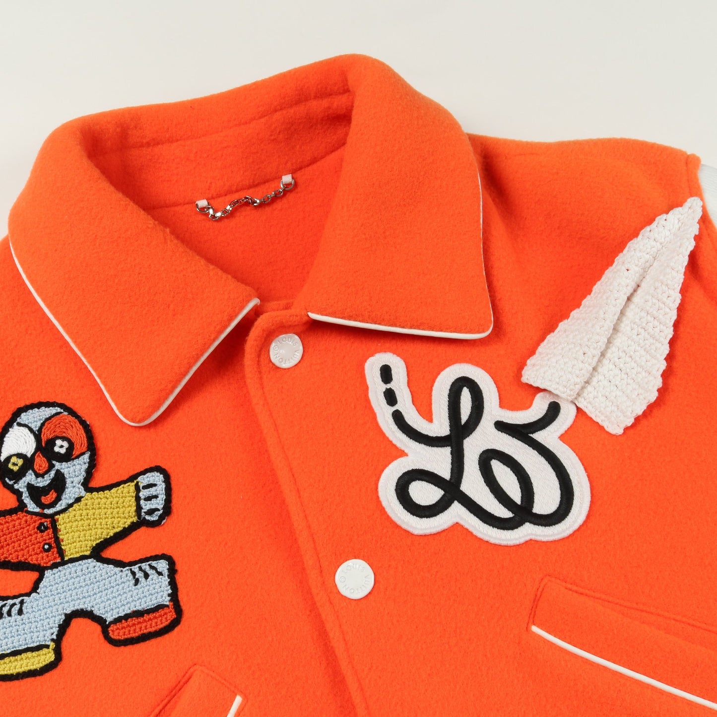 ミニバーシティブルゾン スタジャン ジャケット ウール レザー オレンジ ホワイト マルチカラー ルイヴィトン アウター LOUIS VUITTON