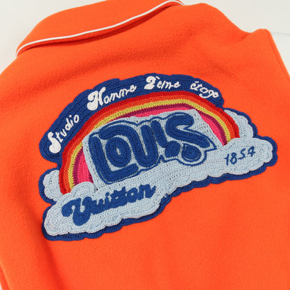 ミニバーシティブルゾン スタジャン ジャケット ウール レザー オレンジ ホワイト マルチカラー ルイヴィトン アウター LOUIS VUITTON