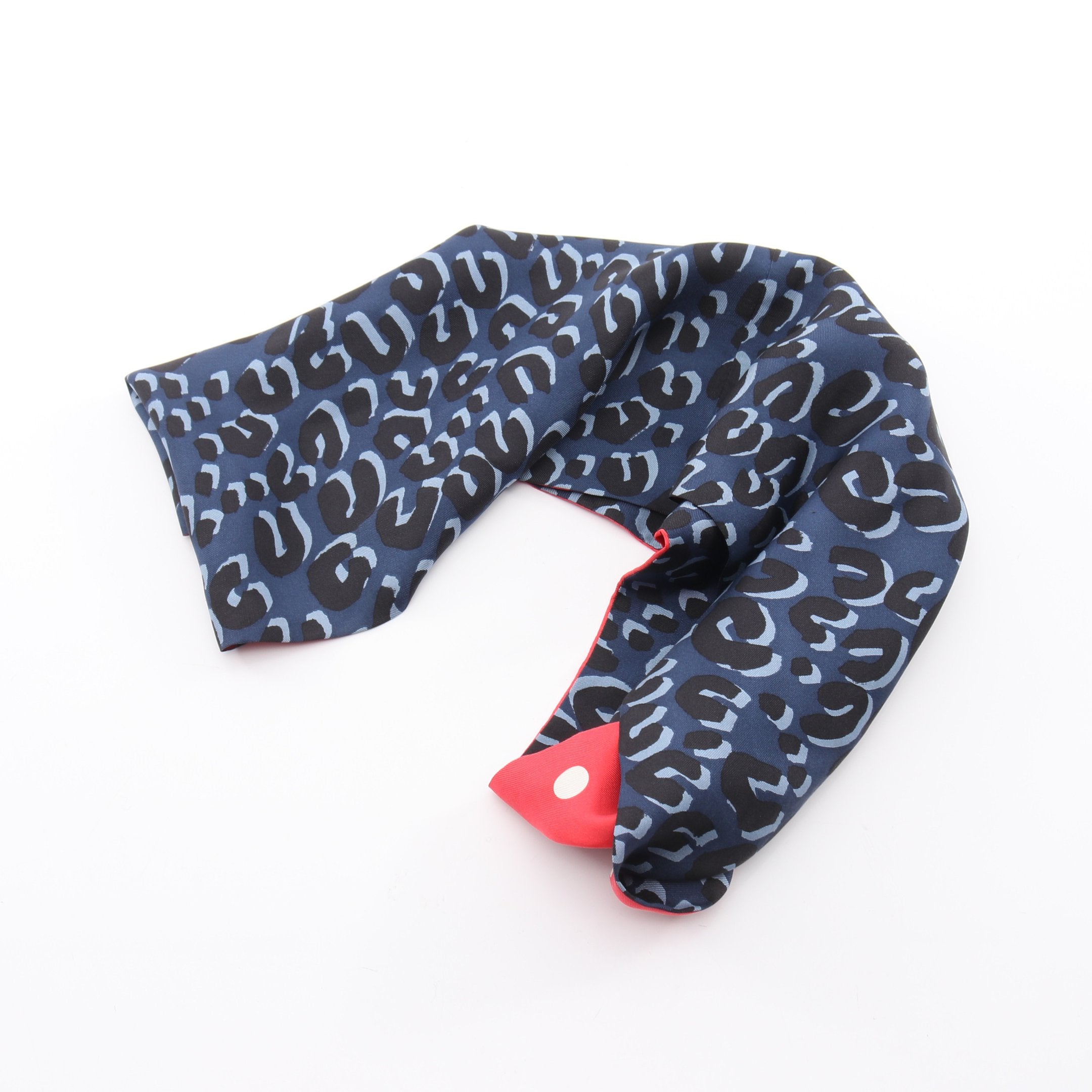 スヌード スカーフ レオパード ドット シルク ネイビー レッド ルイ
