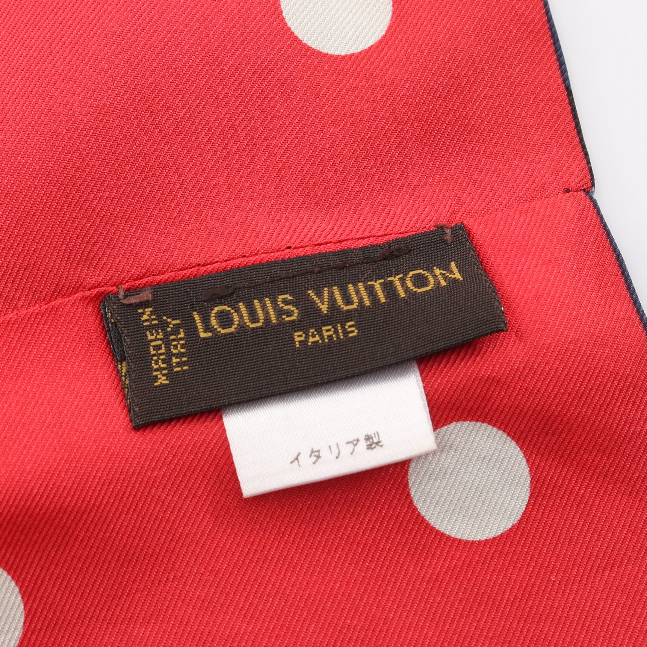 スヌード スカーフ レオパード ドット シルク ネイビー レッド ルイ