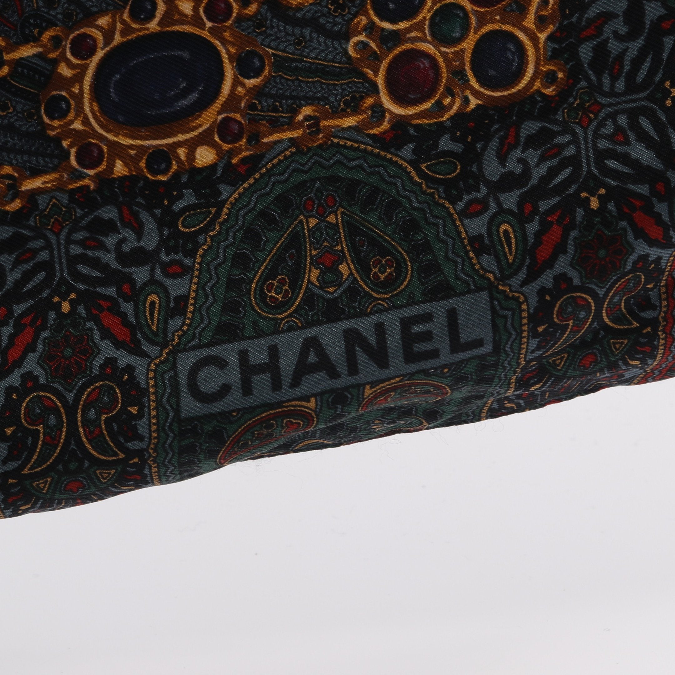 CHANEL シャネル 大判 スカーフ シルク ペイズリー シャネル 大判スカーフ チェーン ペイズリー柄 シルク ショール