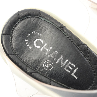 ココマーク ラインストーン サンダル PVC ファブリック クリア ブラック シャネル シューズ CHANEL