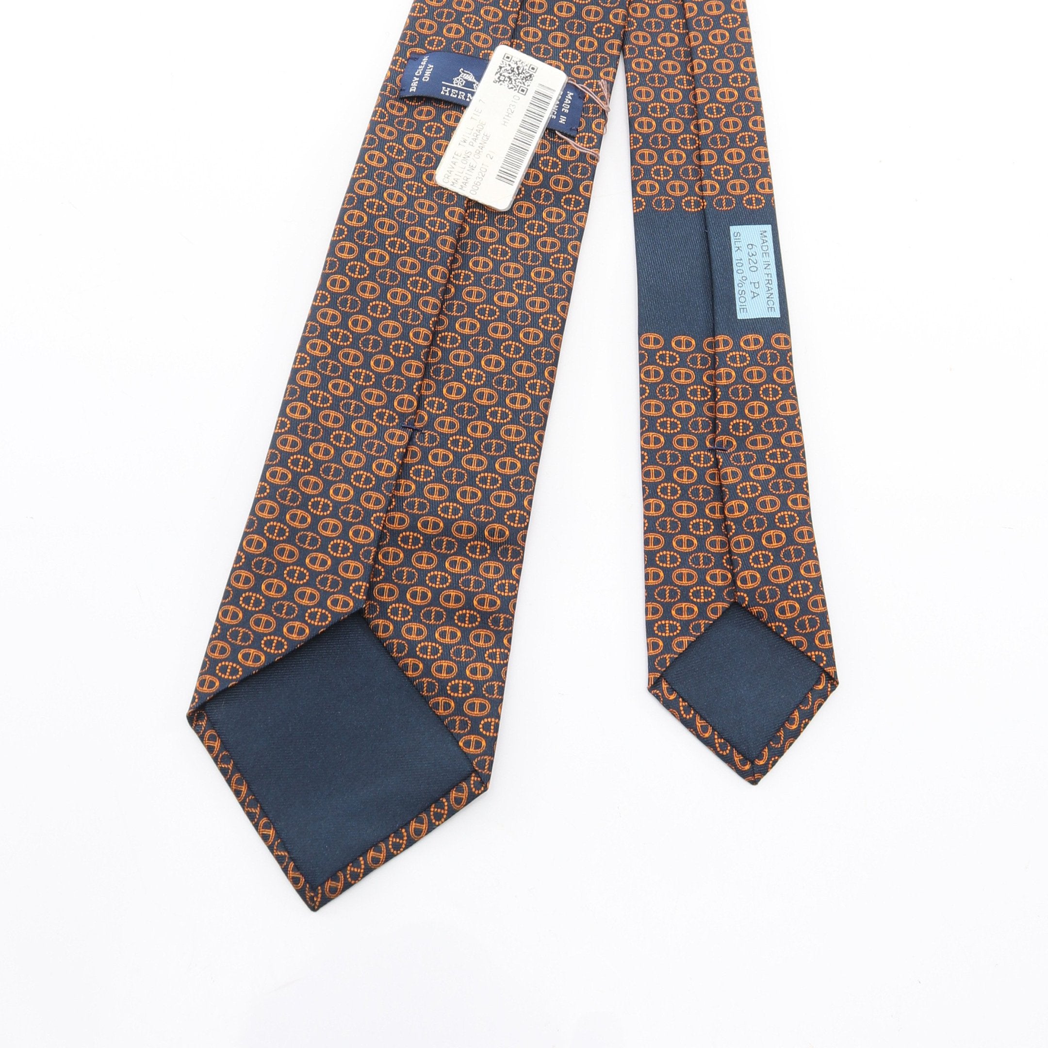 Maillons Parade シェーヌダンクル ネクタイ シルク ネイビー オレンジ