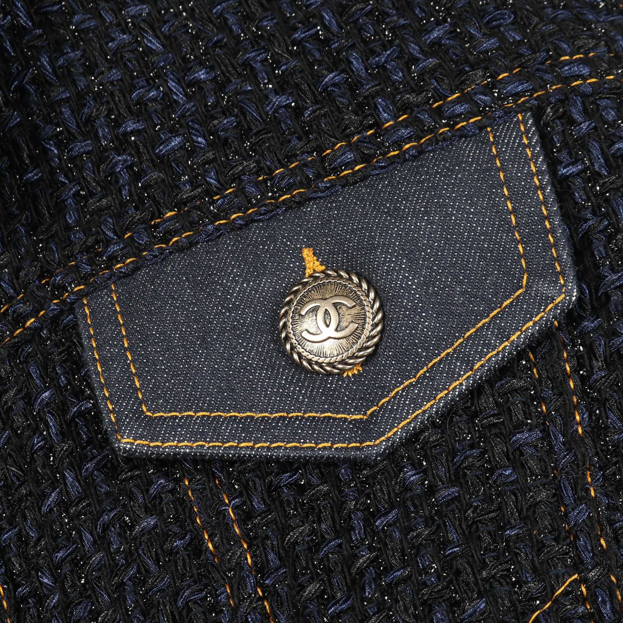 ココマークボタン ツイード デニムジャケット ナイロン コットン