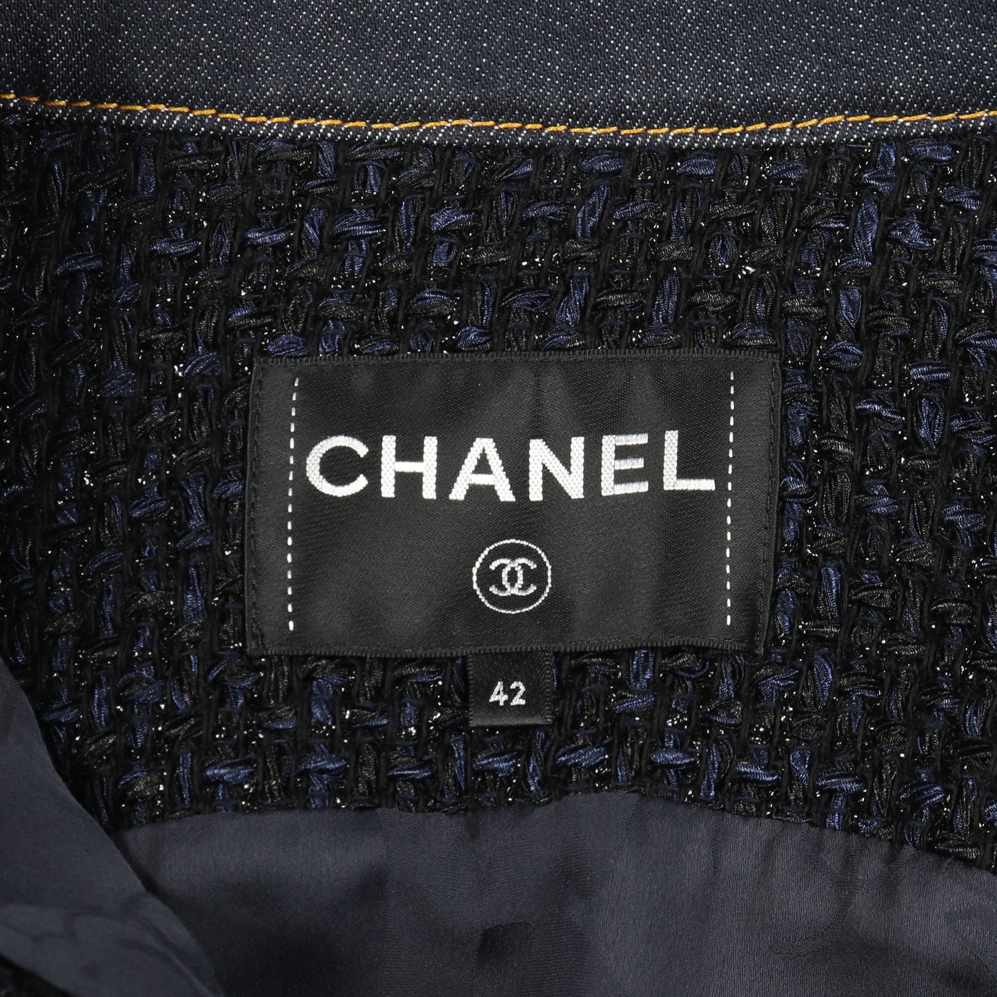 ココマークボタン ツイード デニムジャケット ナイロン コットン インディゴブルー 切替 シャネル アウター CHANEL