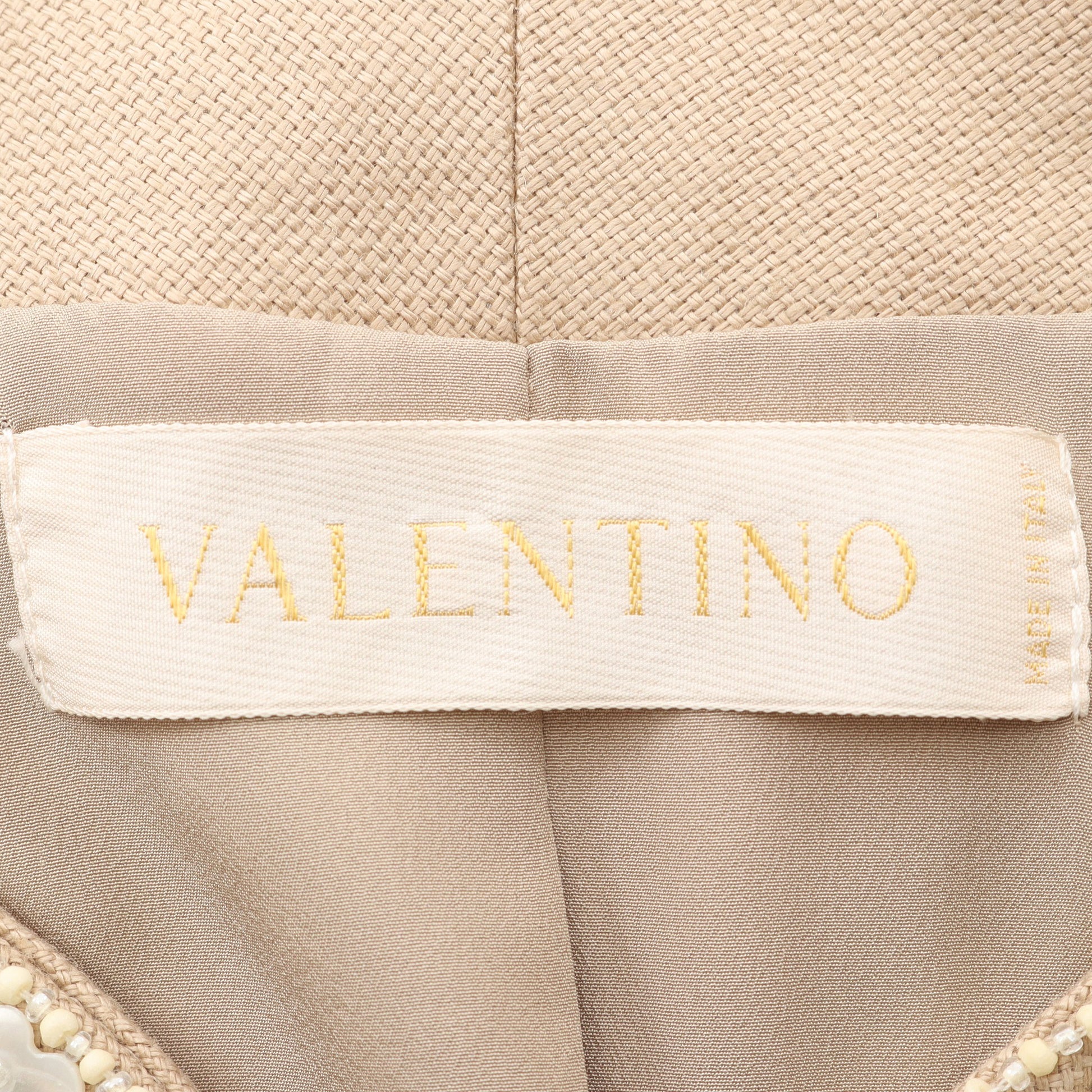 ノーカラージャケット リネン ベージュ ビジュー ヴァレンティノ アウター VALENTINO