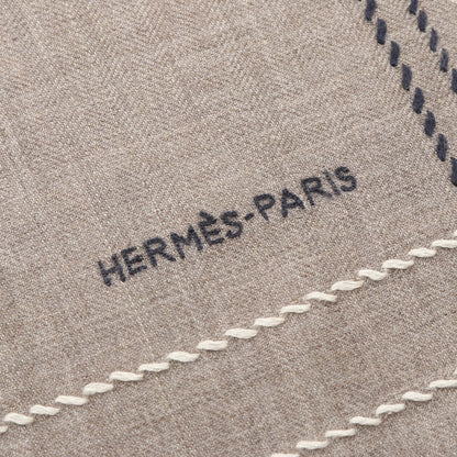 レクタングル Cheval a la Couverture ストール ショール カシミヤ シルク グレーベージュ マルチカラー エルメス 財布・小物 HERMES