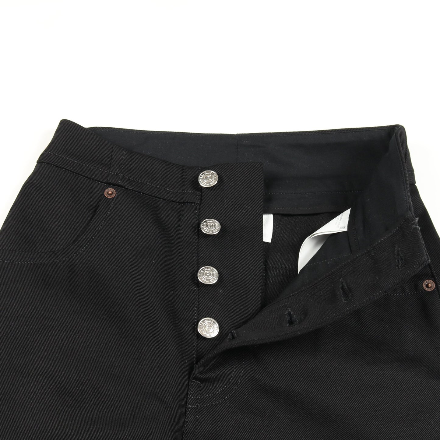ワイド デニムパンツ コットン ブラック ボタンフライ エムエムシックスメゾンマルジェラ ボトムス MM6 MAISON MARGIELA
