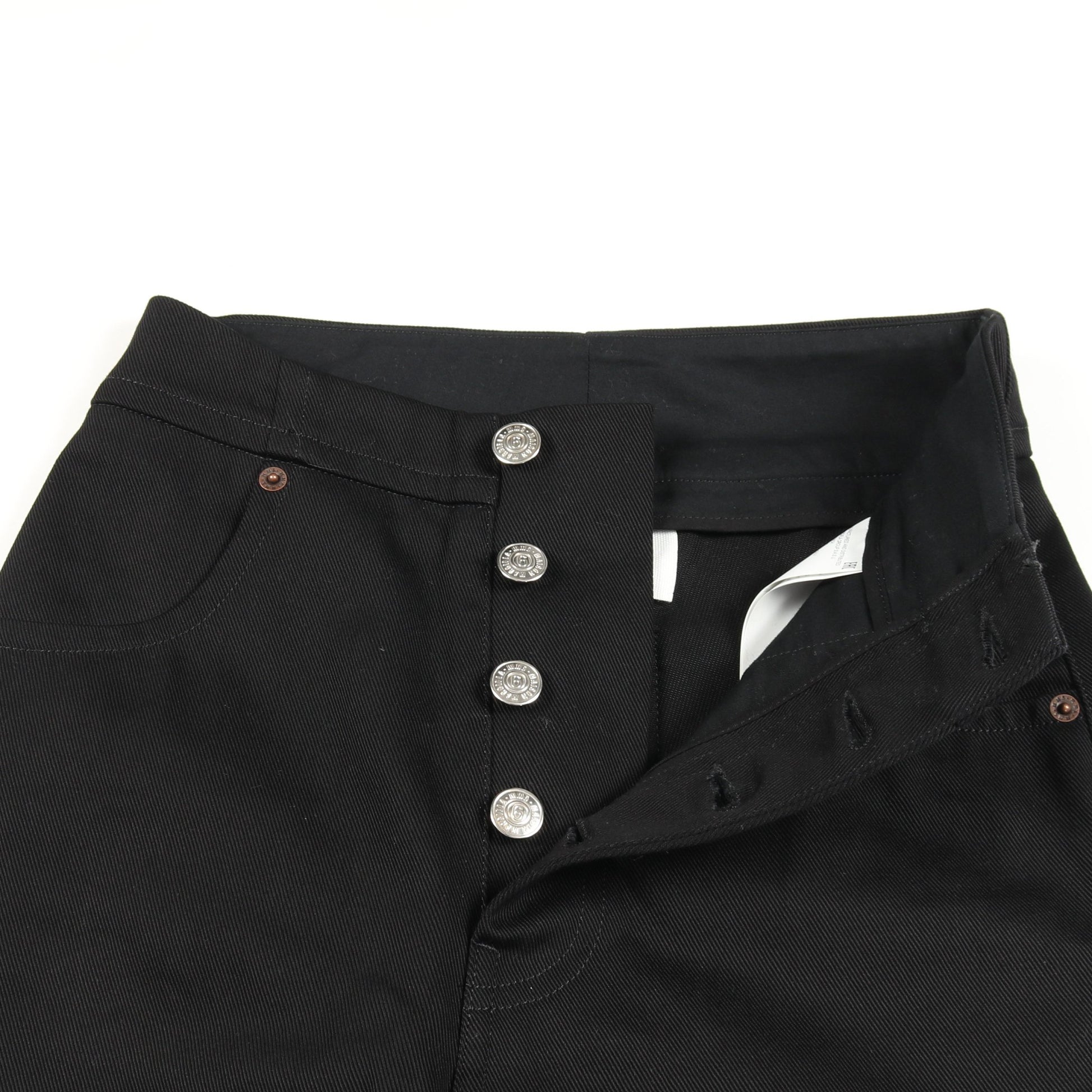 ワイド デニムパンツ コットン ブラック ボタンフライ エムエムシックスメゾンマルジェラ ボトムス MM6 MAISON MARGIELA