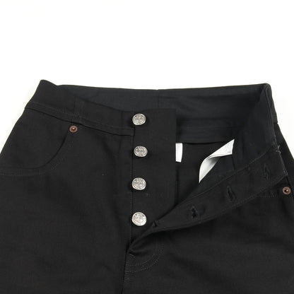 ワイド デニムパンツ コットン ブラック ボタンフライ エムエムシックスメゾンマルジェラ ボトムス MM6 MAISON MARGIELA