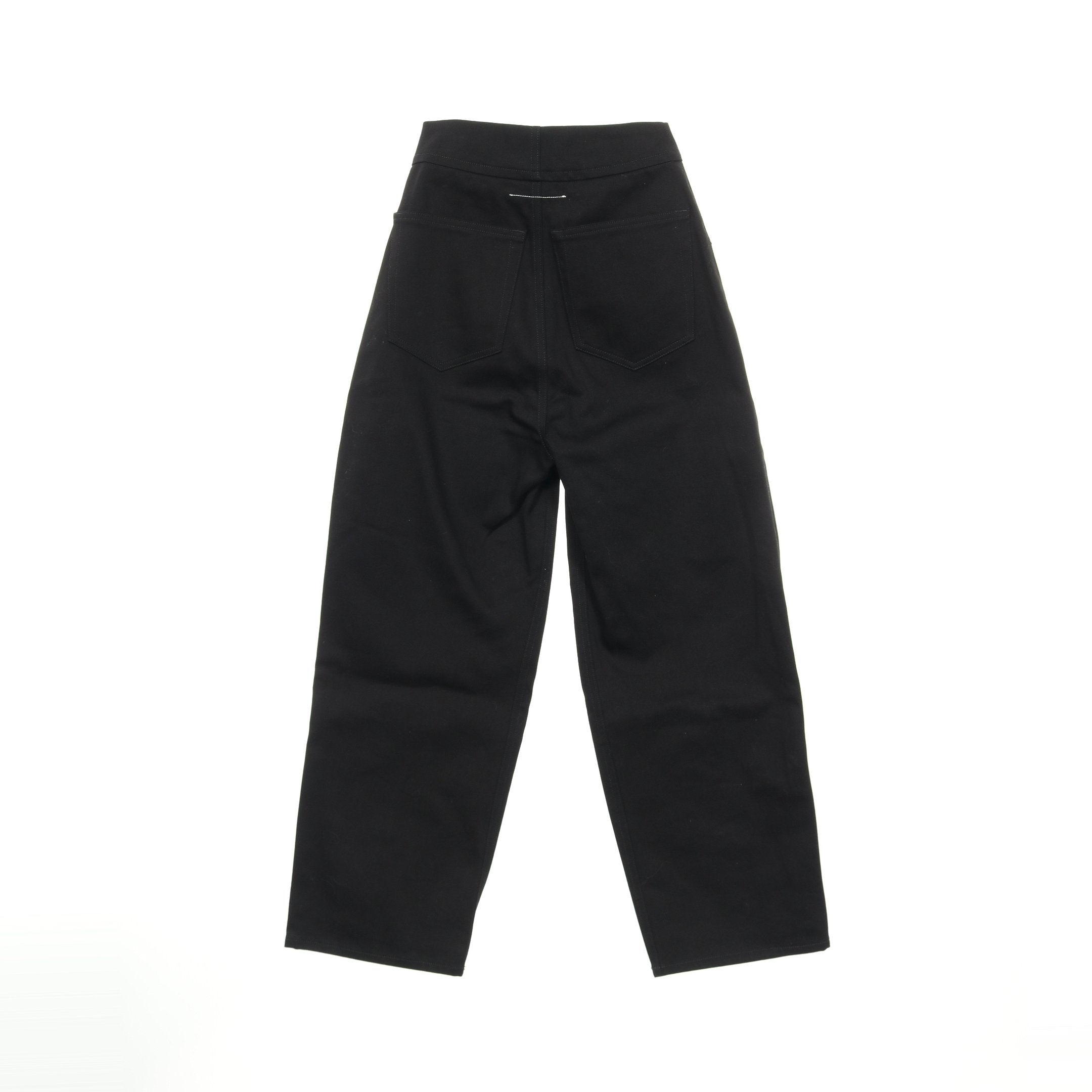 ワイド デニムパンツ コットン ブラック ボタンフライ エムエム