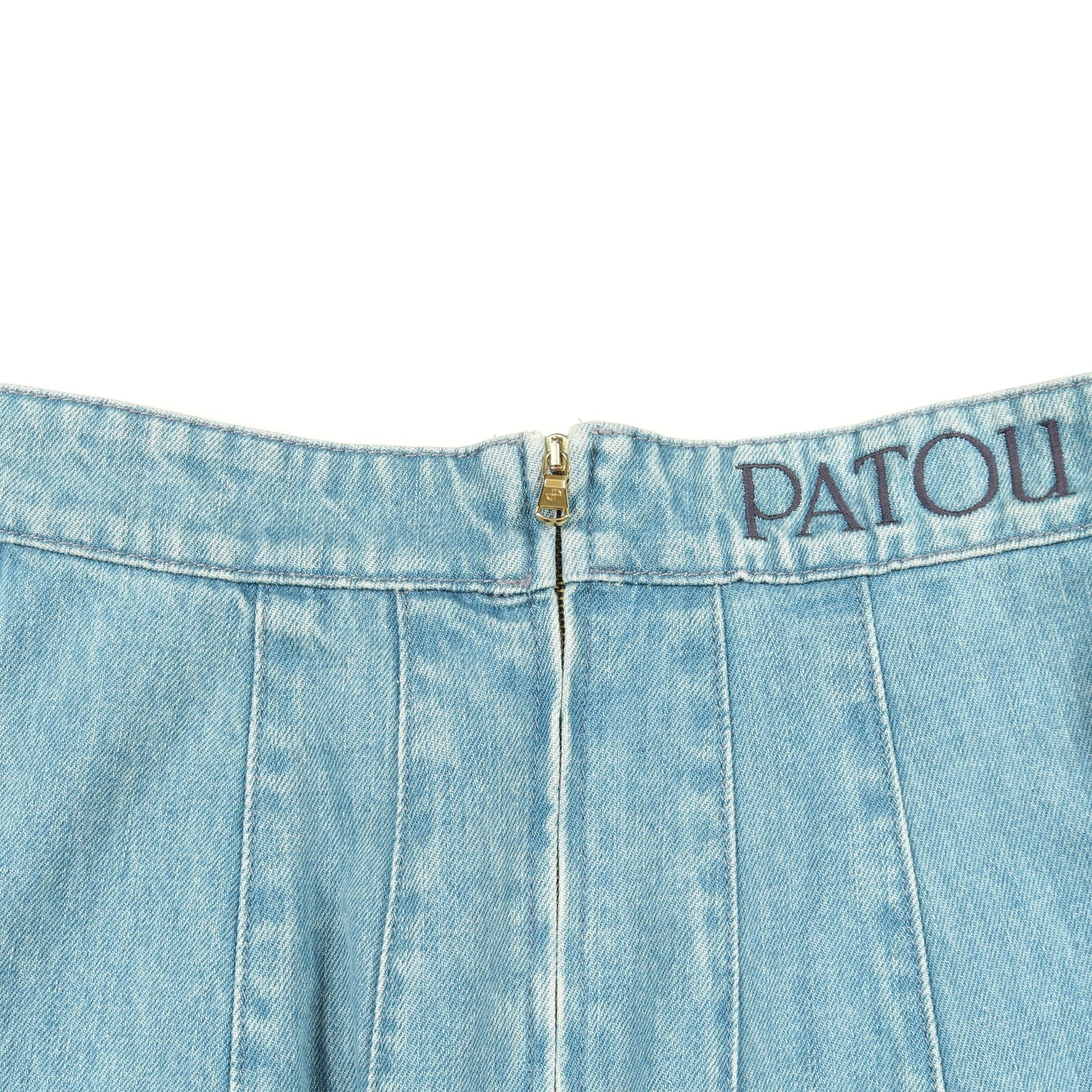スリット入り ミディスカート デニムスカート コットン ライトブルー パトゥ ボトムス PATOU