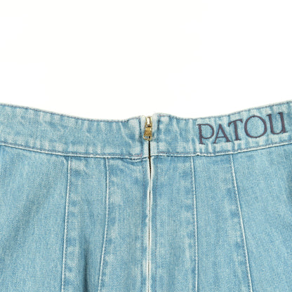 スリット入り ミディスカート デニムスカート コットン ライトブルー パトゥ ボトムス PATOU
