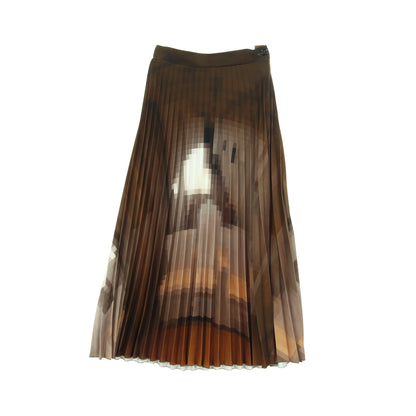 プリントプリーツミディ スカート カーキグリーン ブラウン エムエムシックスメゾンマルジェラ ボトムス MM6 MAISON MARGIELA