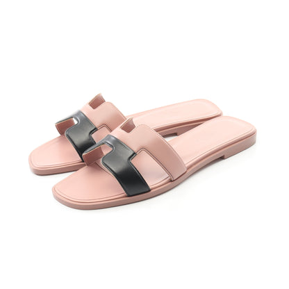 オラン サンダル レザー ピンク ブラック エルメス シューズ HERMES