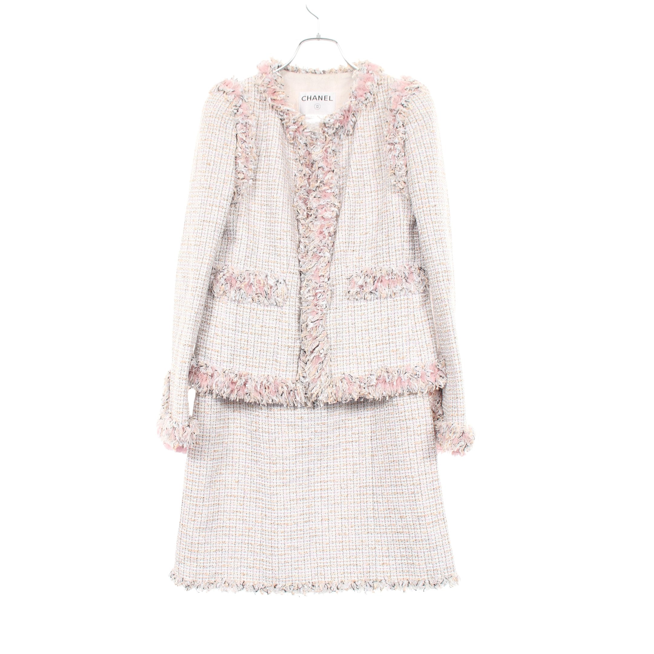 ココマークボタン ツイードジャケット スカートスーツ コットン ライト