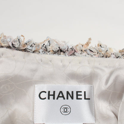 ココマークボタン ツイードジャケット スカートスーツ コットン ライトブルー ライトグレー マルチカラー シャネル スーツ CHANEL