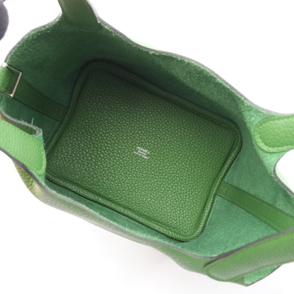 ピコタンロックPM ヴェールユッカ ハンドバッグ トリヨンクレマンス グリーン シルバー金具 W刻印 エルメス バッグ HERMES