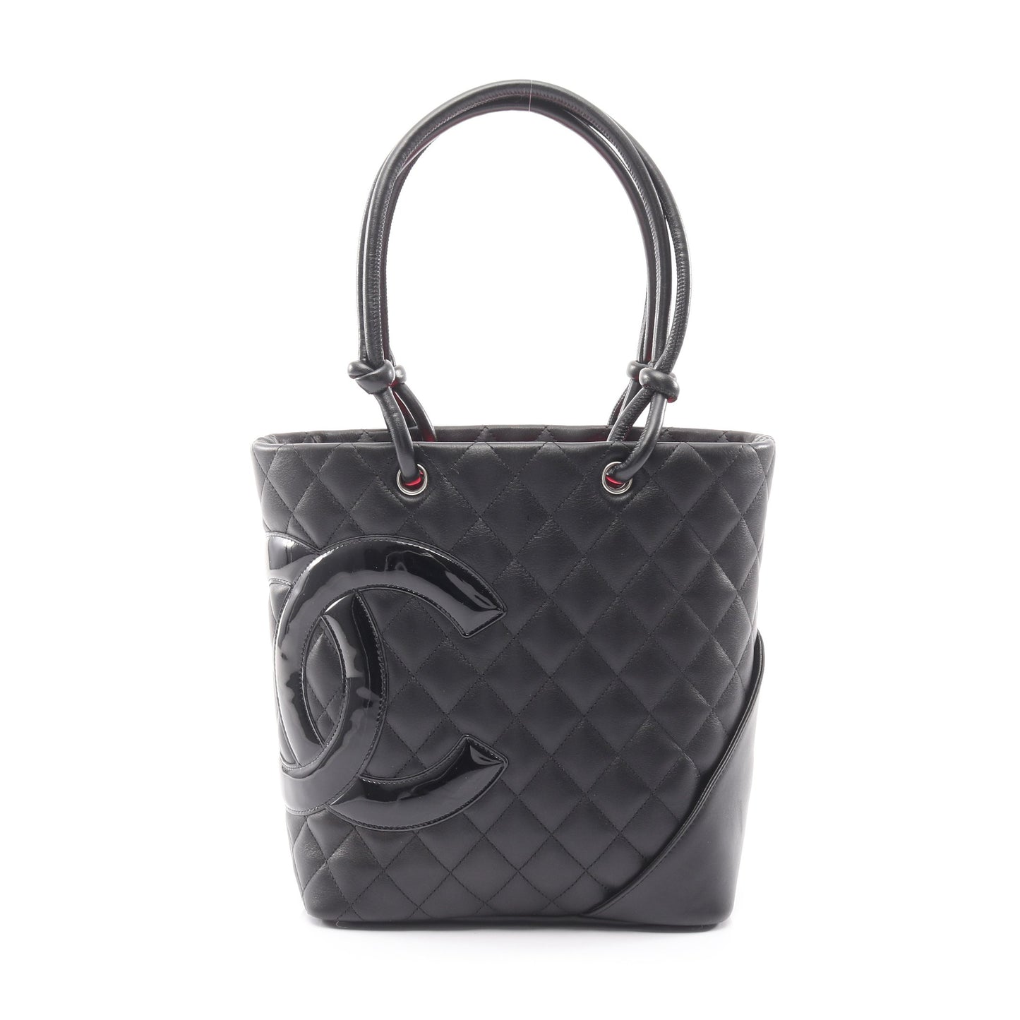 カンボンライン ミディアム ハンドバッグ トートバッグ レザー ブラック シルバー金具 シャネル バッグ CHANEL