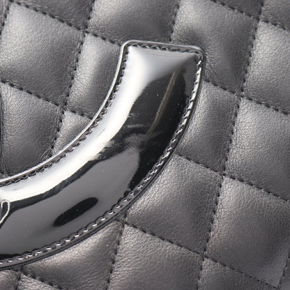カンボンライン ミディアム ハンドバッグ トートバッグ レザー ブラック シルバー金具 シャネル バッグ CHANEL