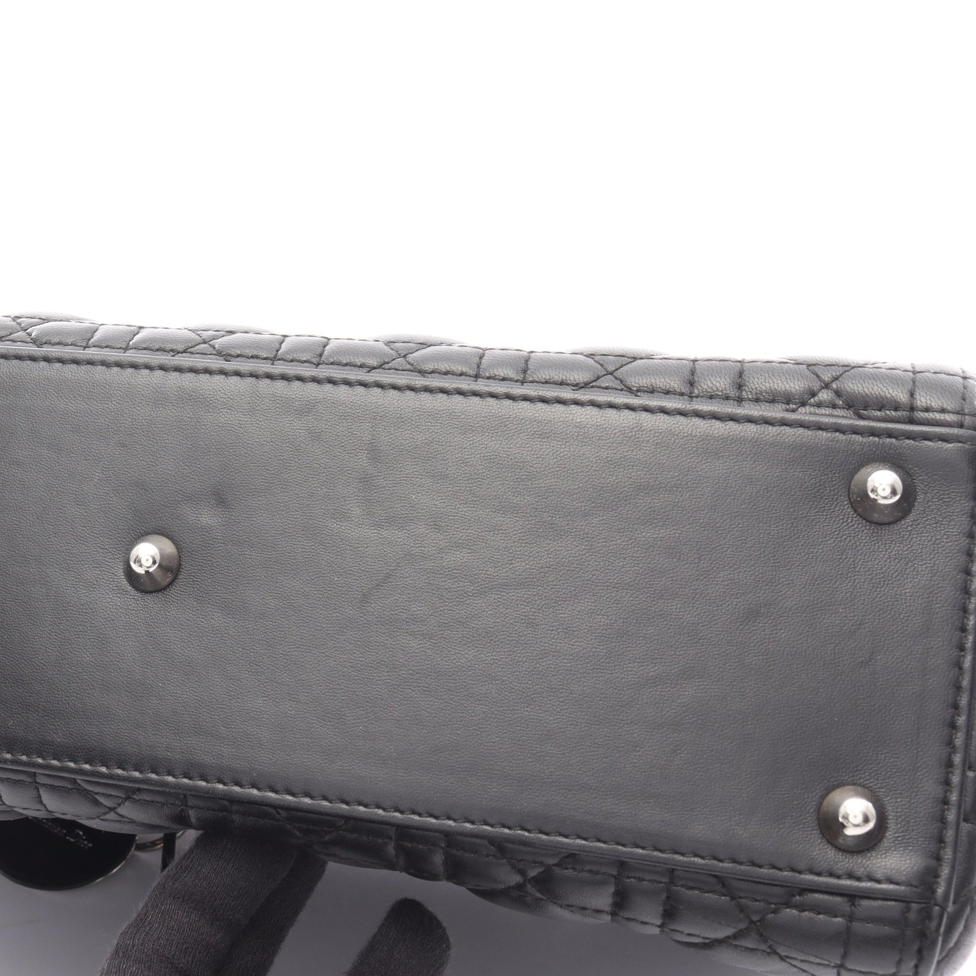 レディディオール ラージ カナージュ ハンドバッグ レザー ブラック 2WAY クリスチャンディオール バッグ Christian Dior
