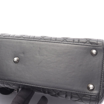 レディディオール ラージ カナージュ ハンドバッグ レザー ブラック 2WAY クリスチャンディオール バッグ Christian Dior
