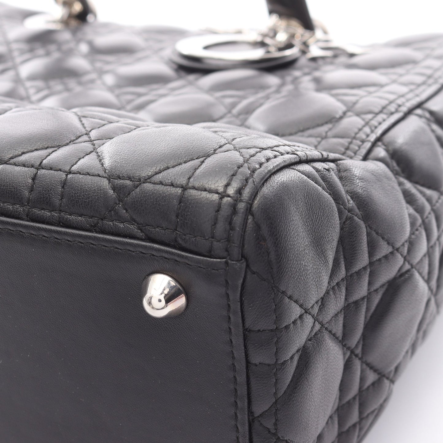 レディディオール ラージ カナージュ ハンドバッグ レザー ブラック 2WAY クリスチャンディオール バッグ Christian Dior
