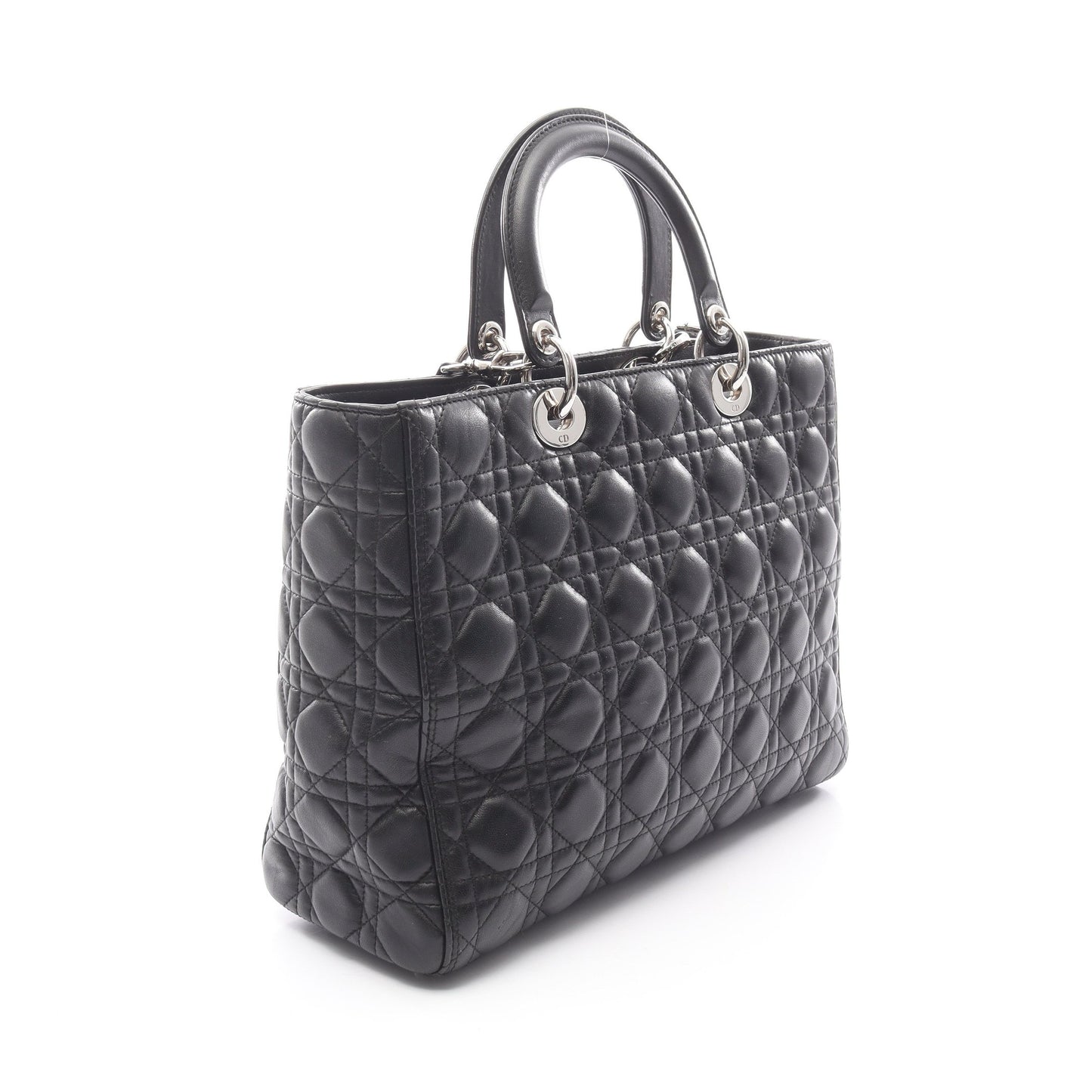 レディディオール ラージ カナージュ ハンドバッグ レザー ブラック 2WAY クリスチャンディオール バッグ Christian Dior