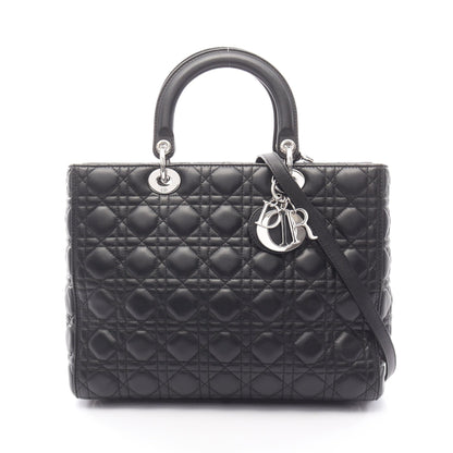 レディディオール ラージ カナージュ ハンドバッグ レザー ブラック 2WAY クリスチャンディオール バッグ Christian Dior