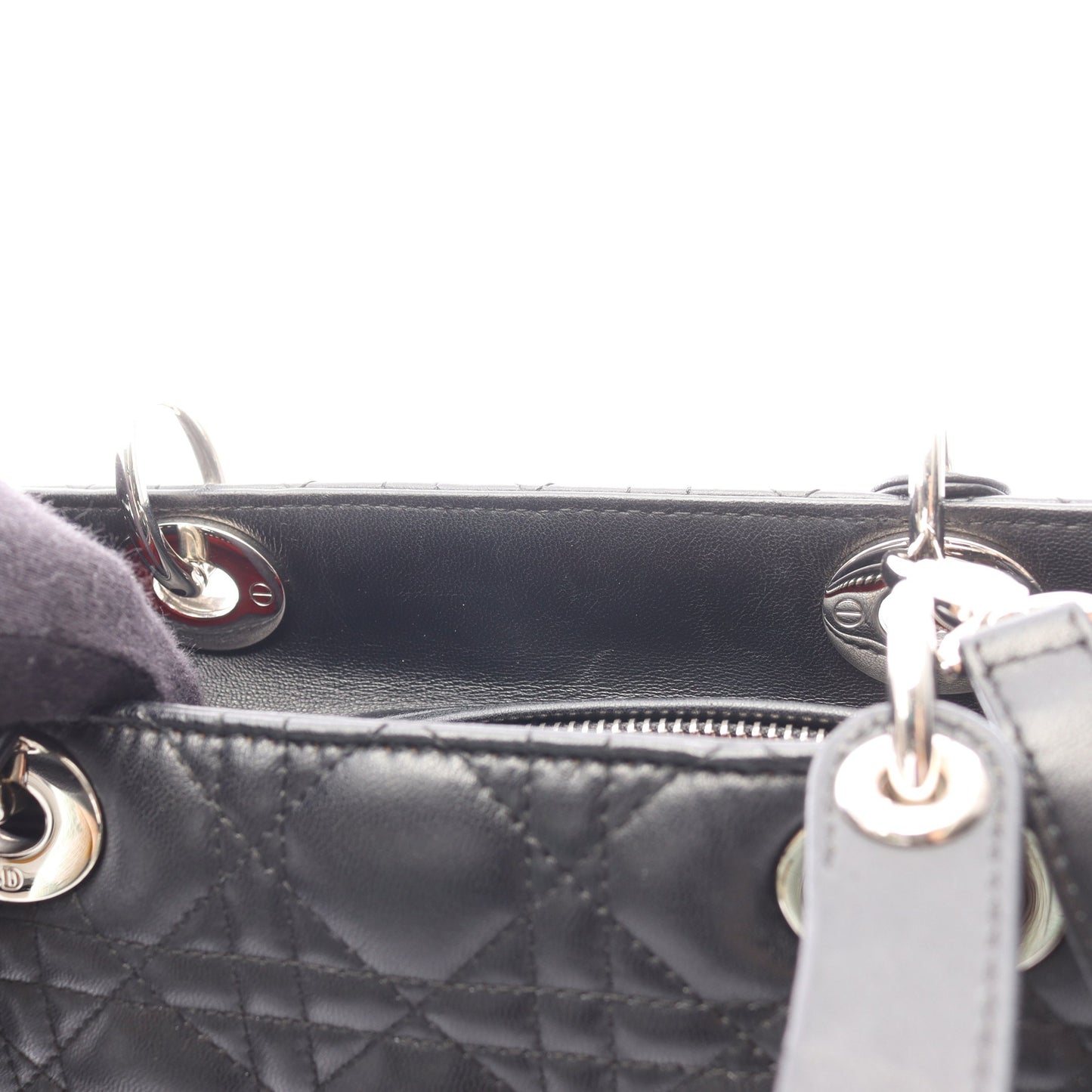 レディディオール ラージ カナージュ ハンドバッグ レザー ブラック 2WAY クリスチャンディオール バッグ Christian Dior