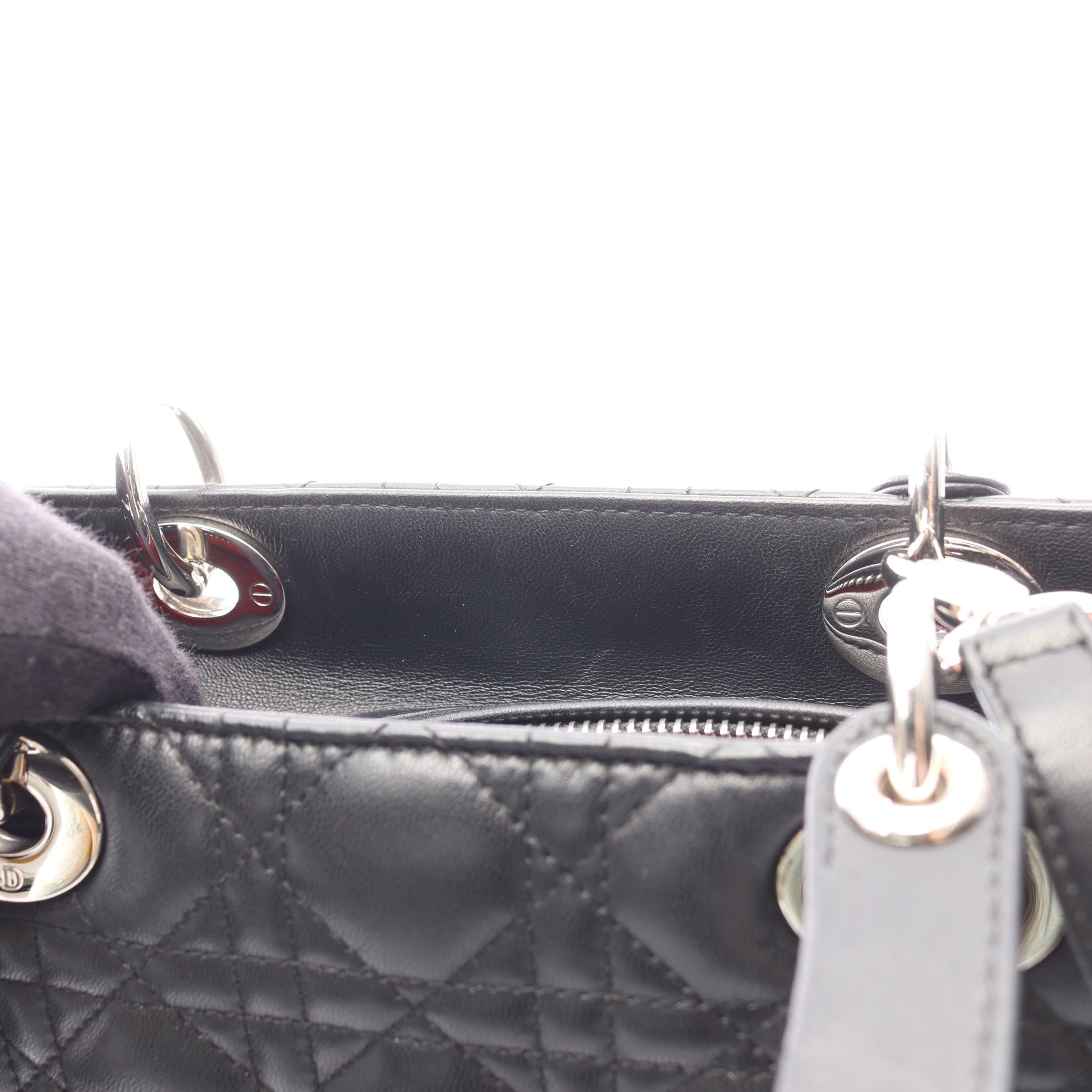 レディディオール ラージ カナージュ ハンドバッグ レザー ブラック 2WAY クリスチャンディオール バッグ Christian Dior