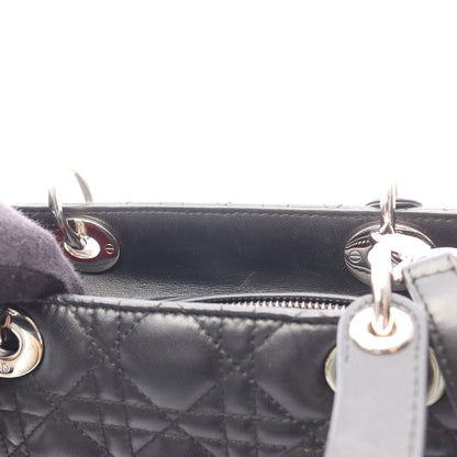 レディディオール ラージ カナージュ ハンドバッグ レザー ブラック 2WAY クリスチャンディオール バッグ Christian Dior