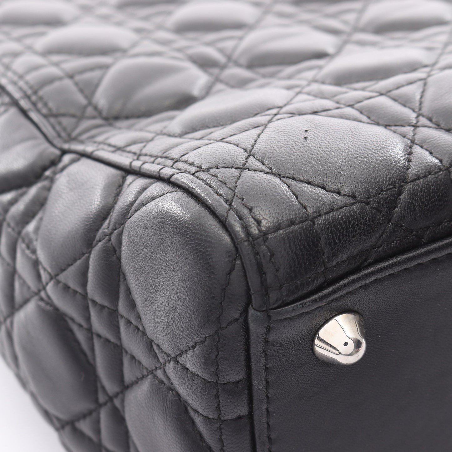 レディディオール ラージ カナージュ ハンドバッグ レザー ブラック 2WAY クリスチャンディオール バッグ Christian Dior