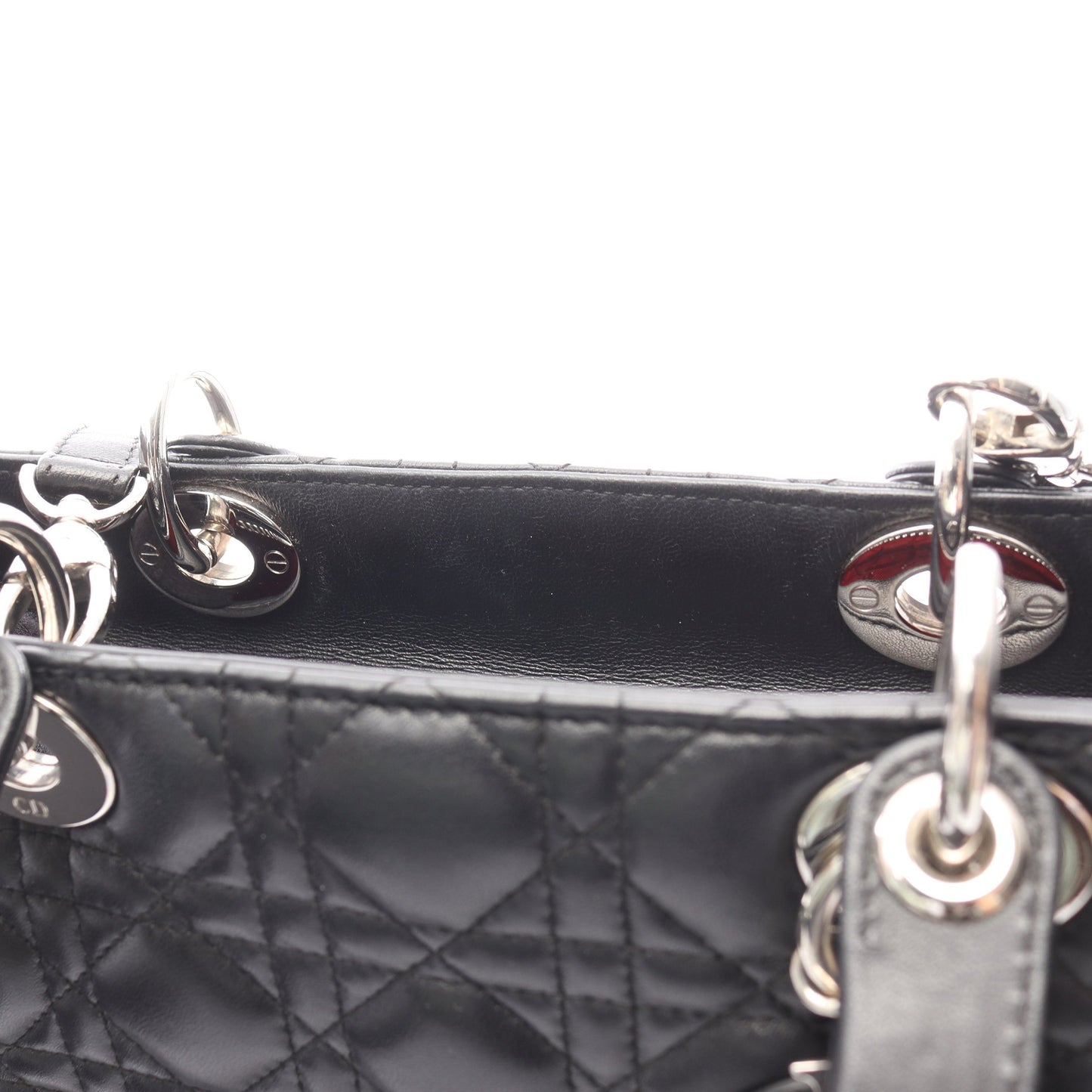 レディディオール ラージ カナージュ ハンドバッグ レザー ブラック 2WAY クリスチャンディオール バッグ Christian Dior
