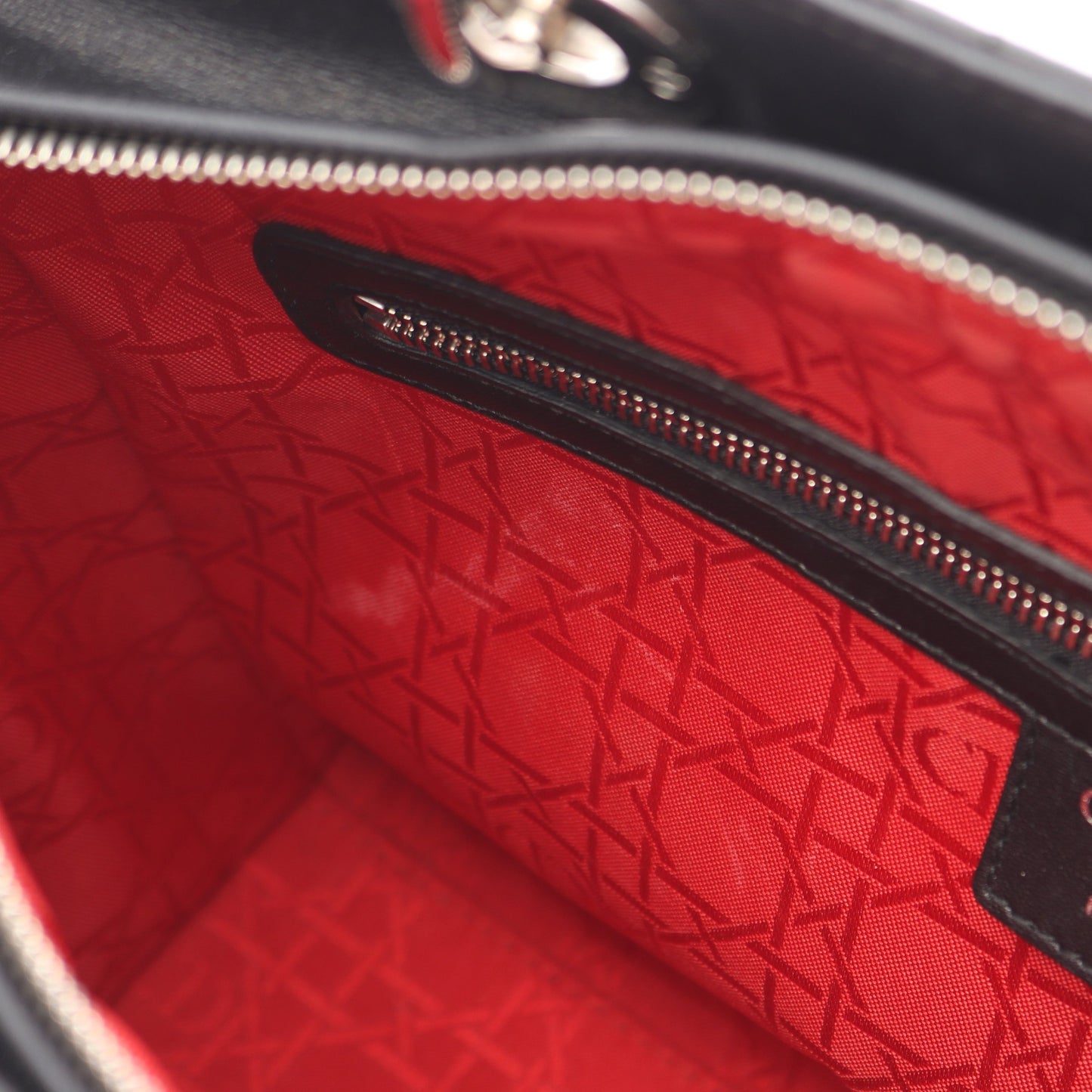レディディオール ラージ カナージュ ハンドバッグ レザー ブラック 2WAY クリスチャンディオール バッグ Christian Dior