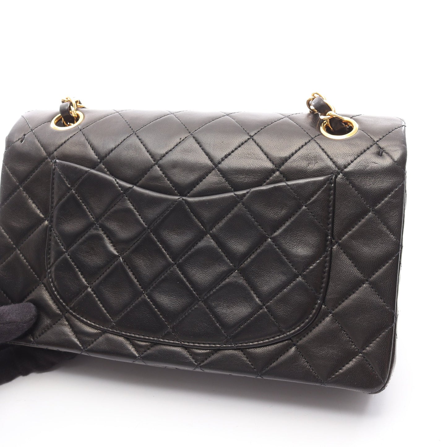 マトラッセ Wフラップ Wチェーンショルダーバッグ ラムスキン ブラック ゴールド金具 シャネル バッグ CHANEL