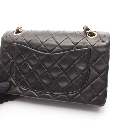 マトラッセ Wフラップ Wチェーンショルダーバッグ ラムスキン ブラック ゴールド金具 シャネル バッグ CHANEL